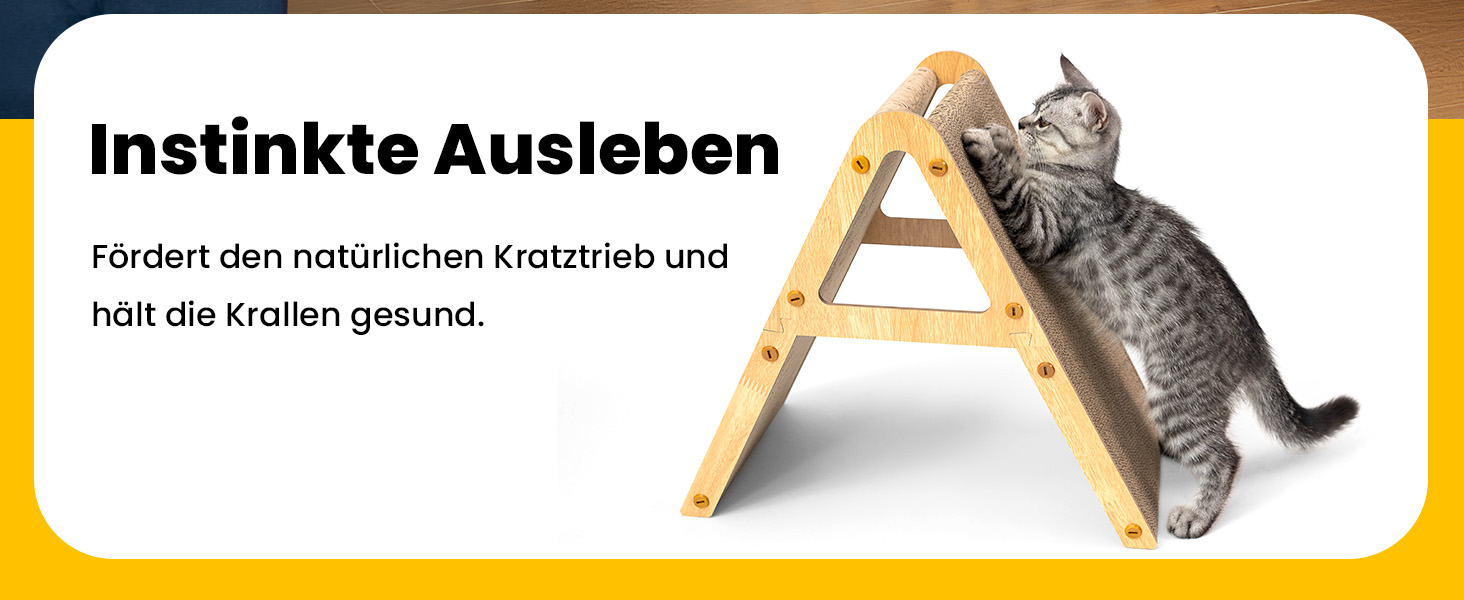 Котячий когтетоп з коробкою та 4 змінними шарами когтешорсткого матеріалу - великі когтетопи з міцного гофрокартону, двосторонні когтешорстки з наклейками DIY - місце для відпочинку котів у квартирі, захист меблів (великий, у формі трикутника)