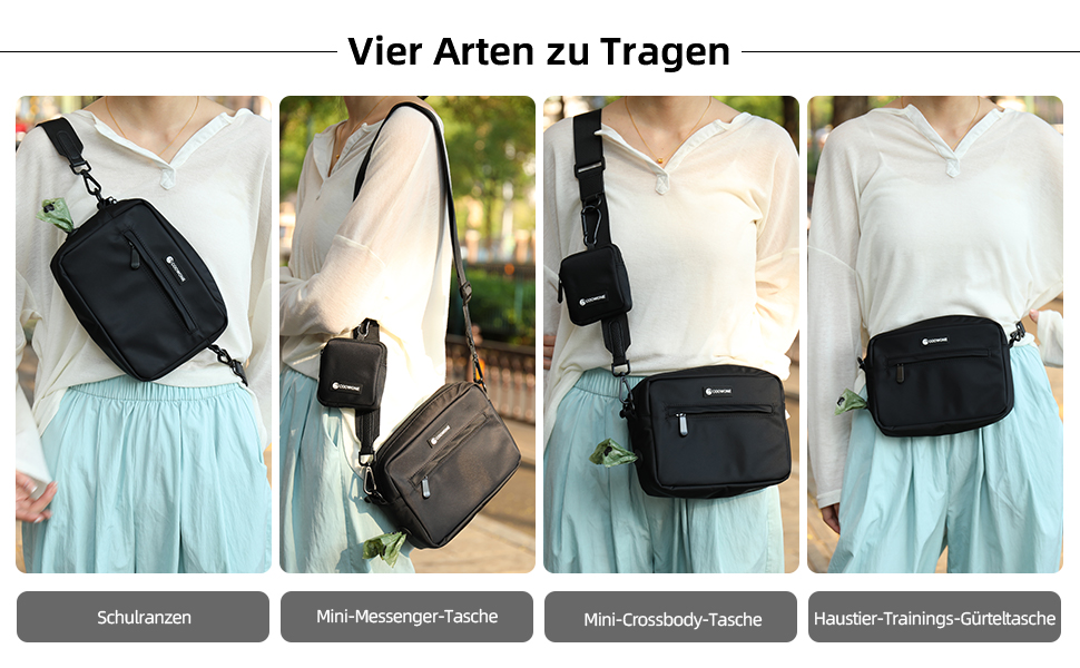 Сумка для ласощів для собак COOWONE - водонепроникна сумка для прогулянок з інтегрованим диспенсером для пакетів, чорна