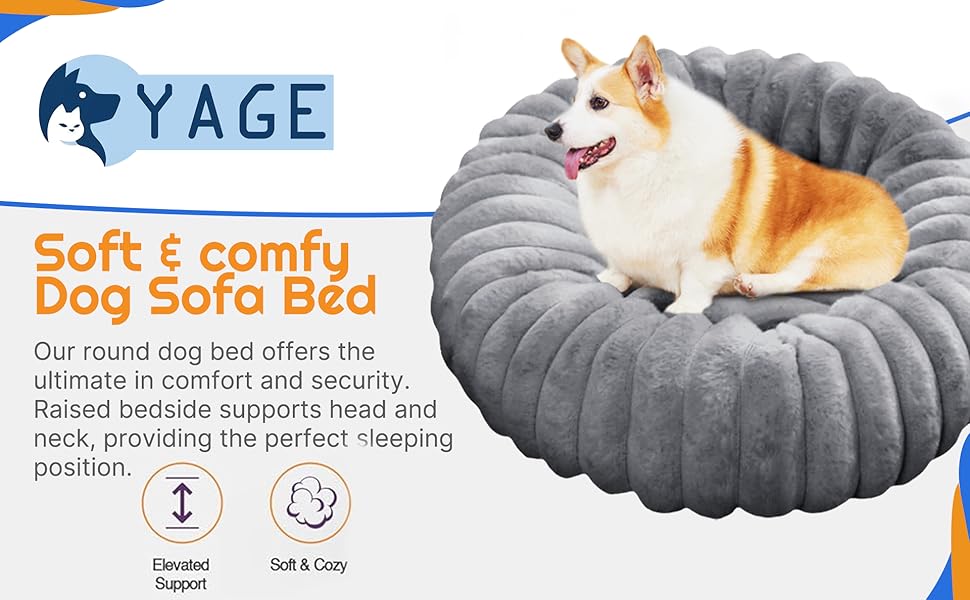Крісло-лежанка для собак YAGE, 60 см, плюш, антистрес, ортопедичний килимок, підходить для котів, сірий колір, L-70 см