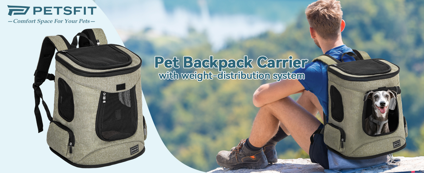 Рюкзак для котів та собак Petsfit - зелений, до 5 кг, з сіткою та регульованим ременем