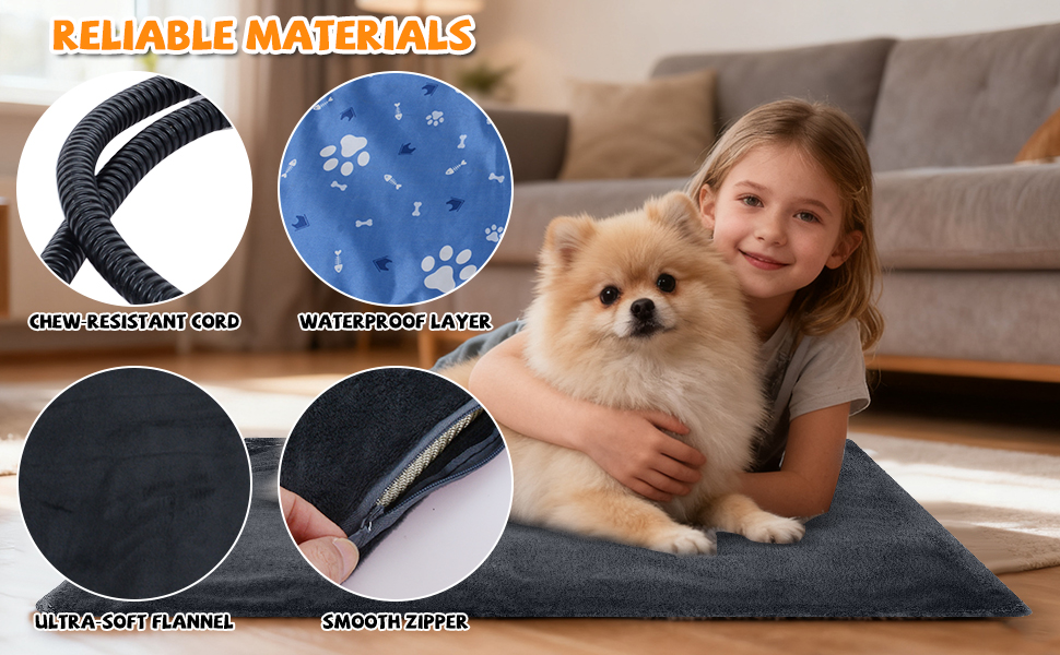 Килимок грілка для котів та собак Qoosea, електричний, 45x45 см, регулювання температури 30-60°C, таймер, водовідштовхувальний, знімний чохол