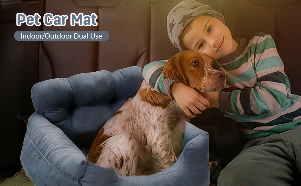 PETCUTE: Зручний автокрісло для собак, сірого кольору. Безпечний кріплення, знімний килимок, кишені для зберігання. Підходить для маленьких собак