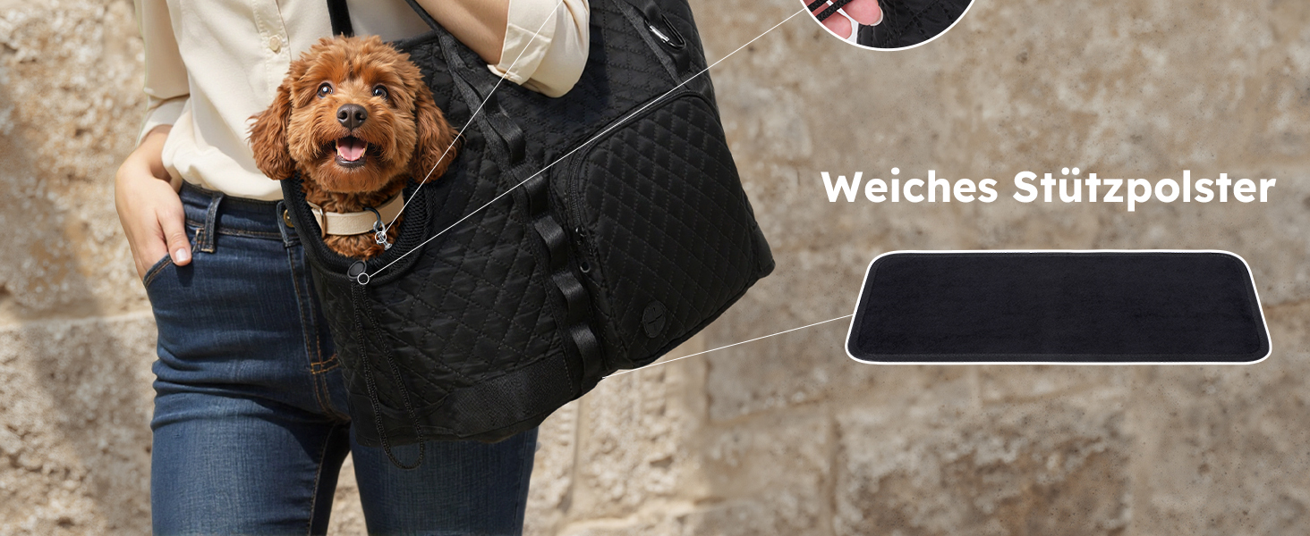 Транспортна сумка для собак Pecute, чорна XL, до 6 кг, 43x35x20 см