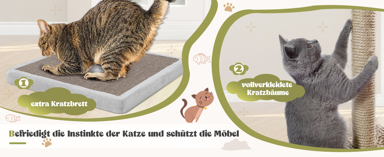 Дерев'яний кігтетопор для котів COSTWAY 178 см з 3 лежаками, м'ячиками та сизалевими стовпчиками, великий, з металевим каркасом, сірий