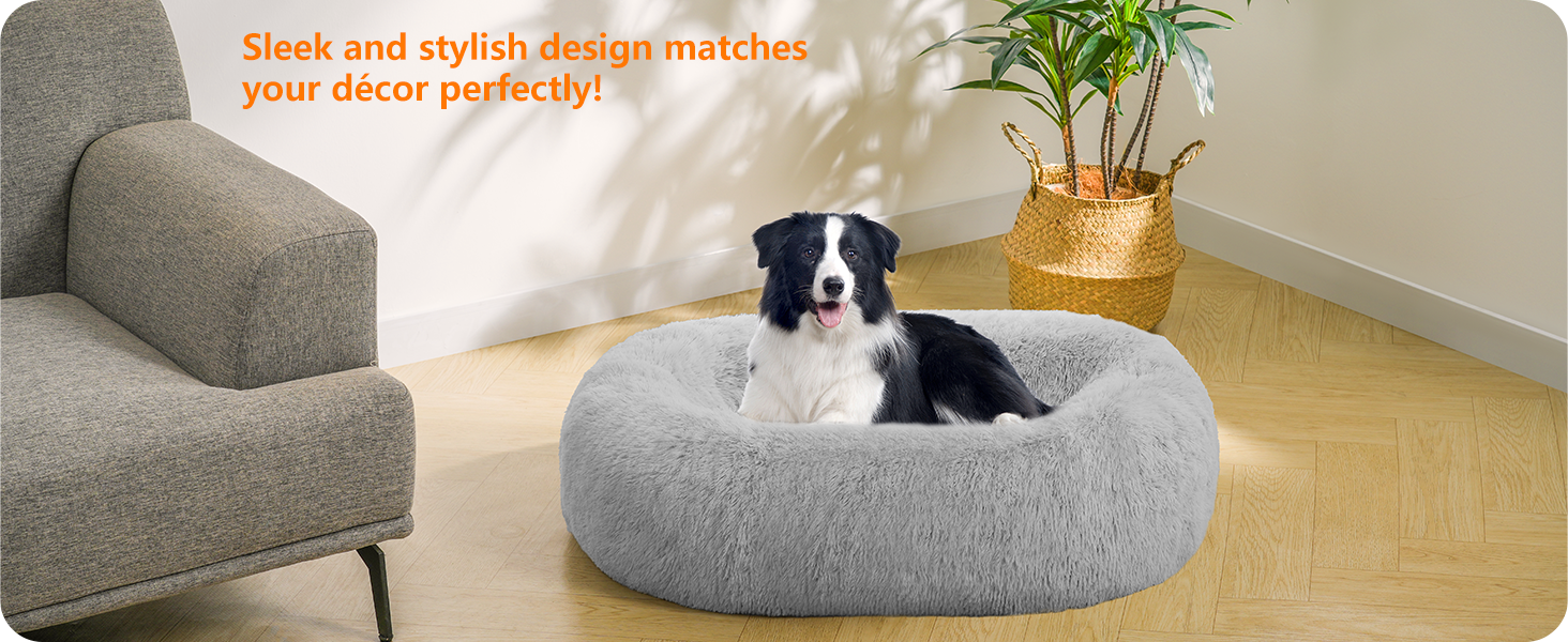 Ортопедичне ліжко для собак, кругле, м'яке, для котів та собак, 70 см Ø, (90 x 90 x 20 см), світло-сіре