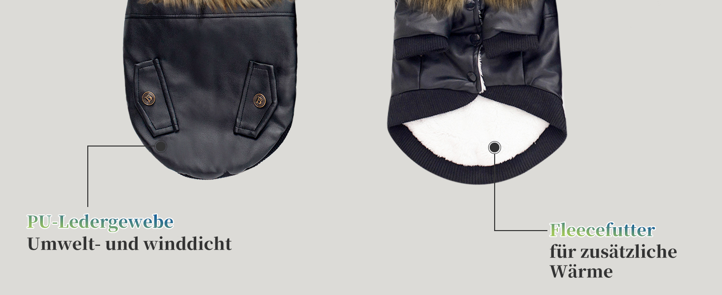 Зимова куртка для собак Namsan з натуральної шкіри, чорна, розмір M, водонепроникна