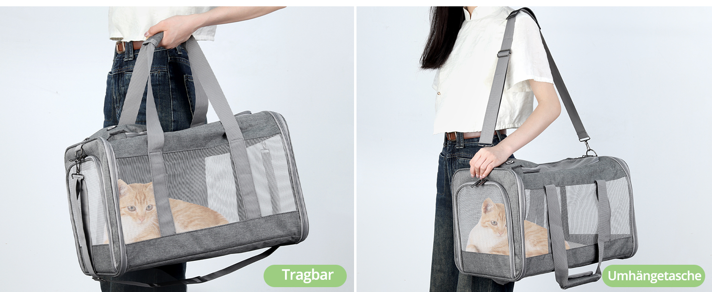 Транспортна сумка для котів та собак середнього розміру TAIKURA, складана переноска для тварин, дихаюча та миюча, з плечовим ременем, 44x31x31 см