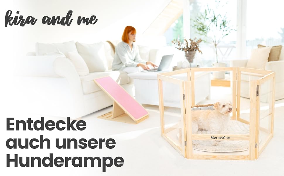 Кія для собак Емма, переносний вольєр для цуценят з масиву дерева та акрилового скла, 60 см, сучасний дизайн