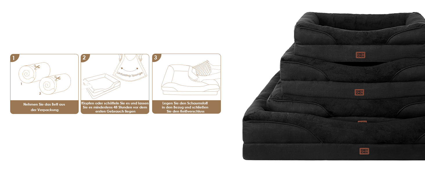 Ортопедичне ліжко для собак великих порід EHEYCIGA, 106.5x76x18.5 см, з піною з пам'яті, миється, водонепроникне, чорне