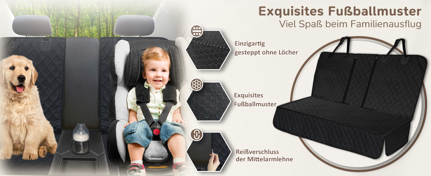 Захист для заднього сидіння автомобіля Angooni для собак - вологостійкий, неслизький, стійкий до подряпин (135×120cm) - універсальний захист для заднього сидіння 135см