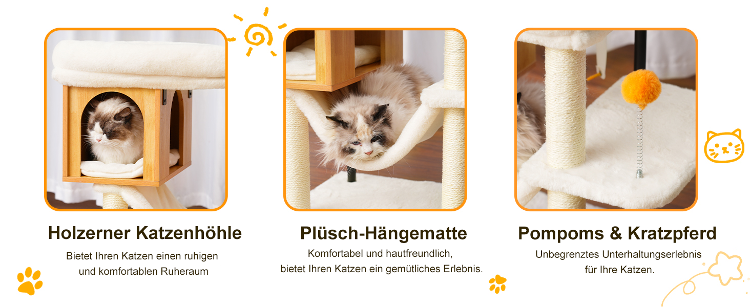 Котячий будиночок з дряпалкою Heybly HCT017WB з великою плюшевою платформою 54 x 40 см та висотою 57.5 см, сталеві труби, стійка основа для великих котів