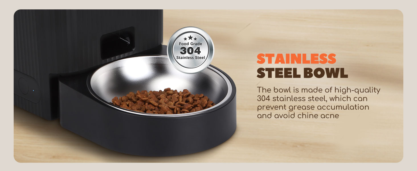 Автоматичний годівниця для котів та собак Nobleza з Wi-Fi, 4.2L, таймер, 10S запис голосу, 1-10 порцій, миска з нержавіючої сталі та пакетик силікагелю, чорний