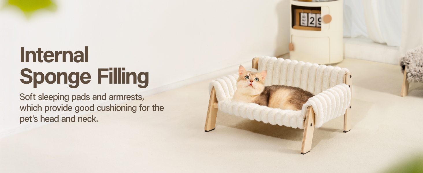 М'яке ліжко-софа для котів MEWOOFUN, 56x45 см, бежевий колір, розмір M