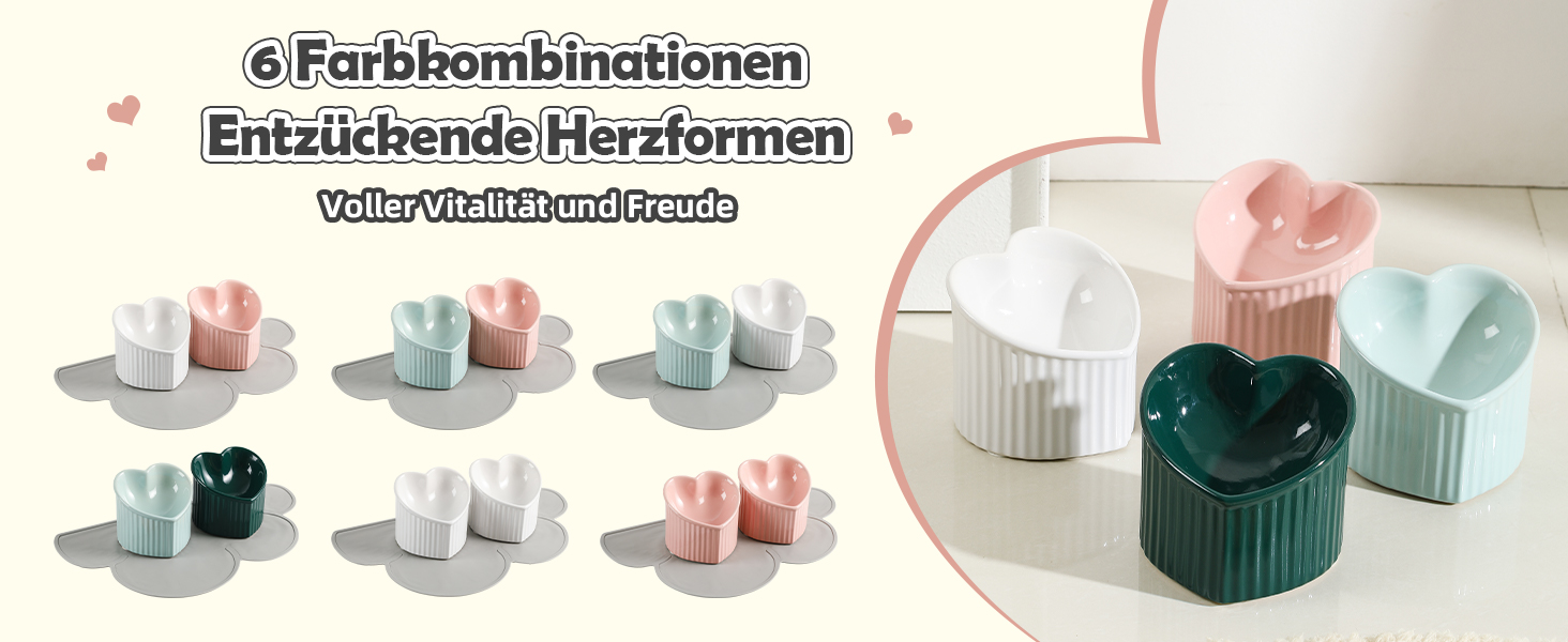 Набір мисок для котів Katzennapf Set: підняті миски, кераміка, проти ковзання, набір з 2 шт., зелений & темно-зелений