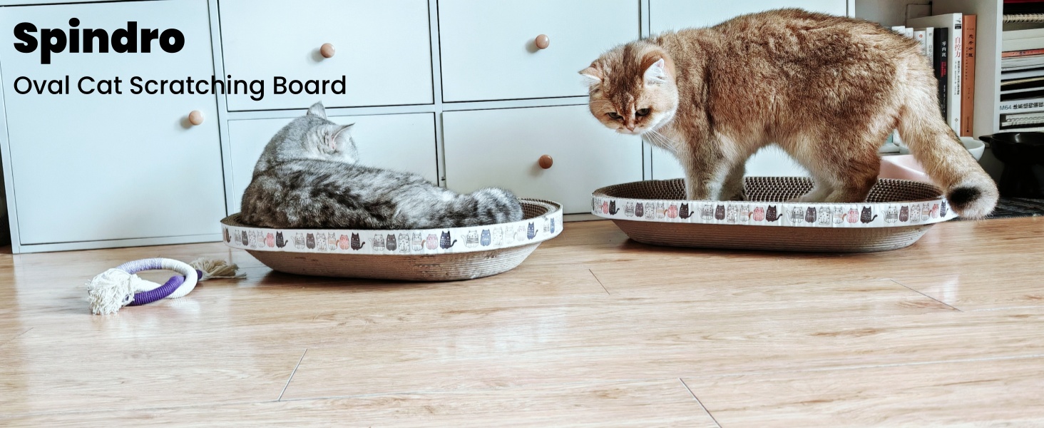 Килимок-подряпування для котів 2 шт., овал, 61 см, з м'якою лежанкою, з картону, для дому