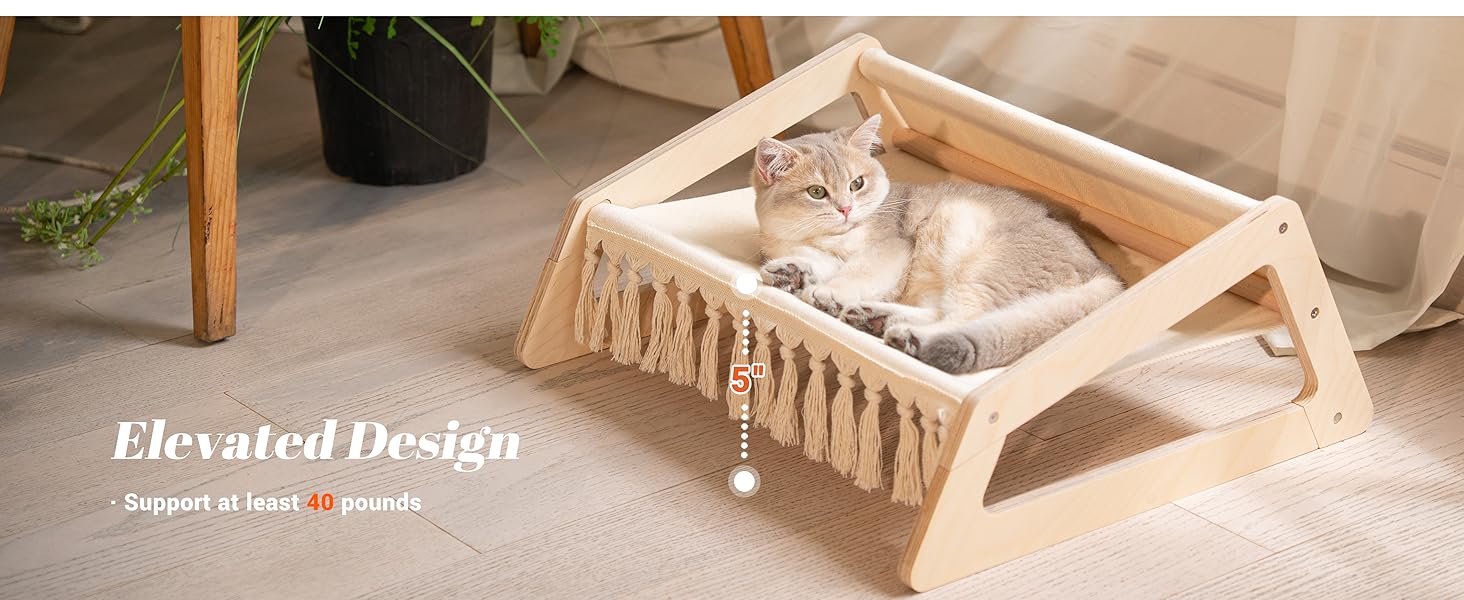 Кішка ліжко CheerPals, софа для котів з берези та бавовни, 53 x 48 см, стілець для сну, меблі для котів, підходить для літа