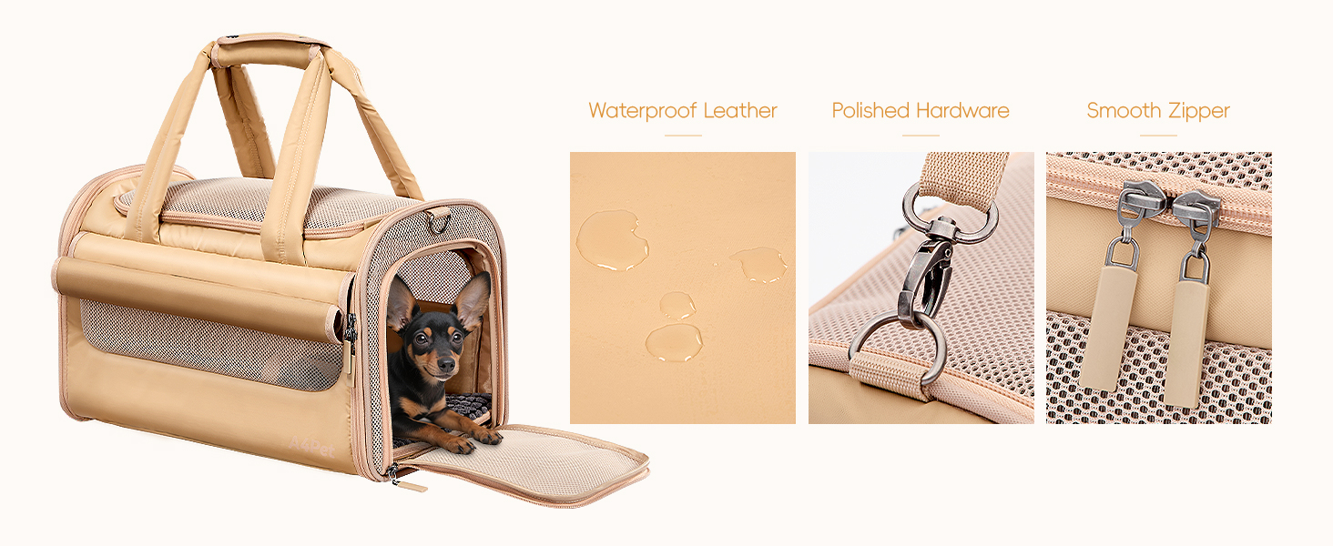 Транспортна переноска для котів та собак 4Pet, Khaki: міцна, з сіткою, для подорожей літаком та автомобілем