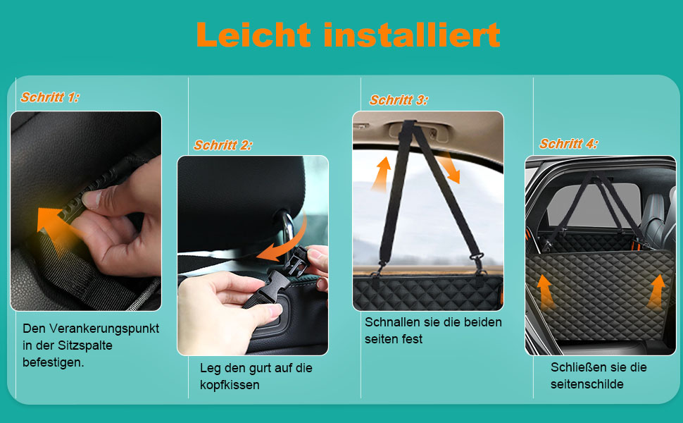 Килимок для собак у машину, заднє сидіння, 2025. Водонепроникний, антиковзкий, міцний, з жорсткою основою. Підходить для собак до 180 кг (400 фунтів). Оранжево-чорний, екстра товстий.