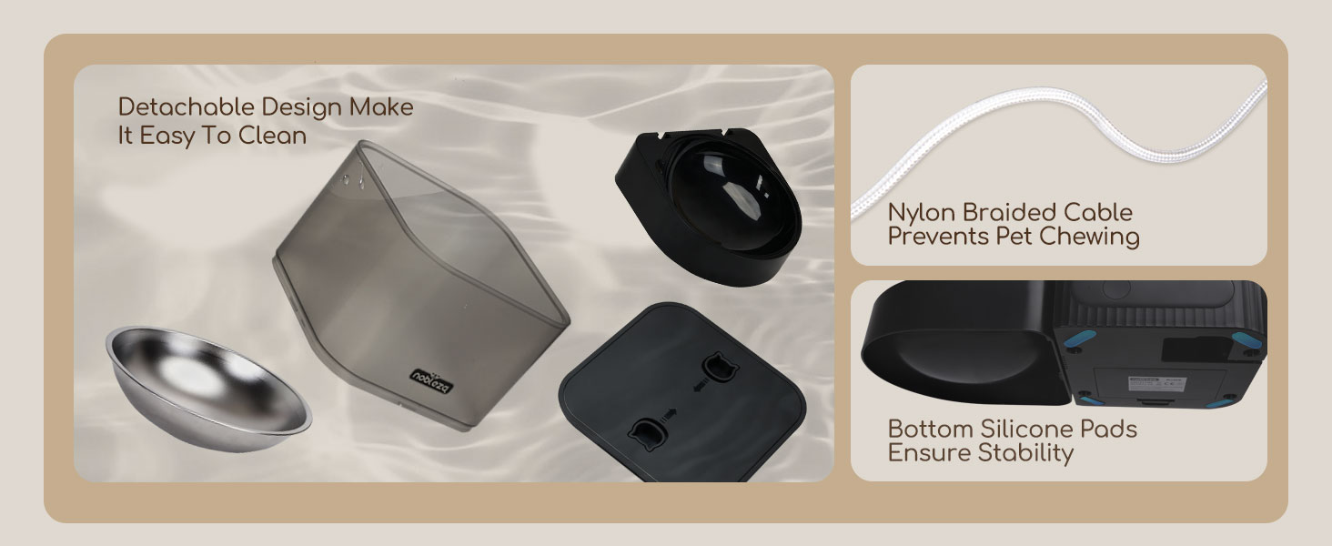 Автоматичний годівниця для котів та собак Nobleza з Wi-Fi, 4.2L, таймер, 10S запис голосу, 1-10 порцій, миска з нержавіючої сталі та пакетик силікагелю, чорний