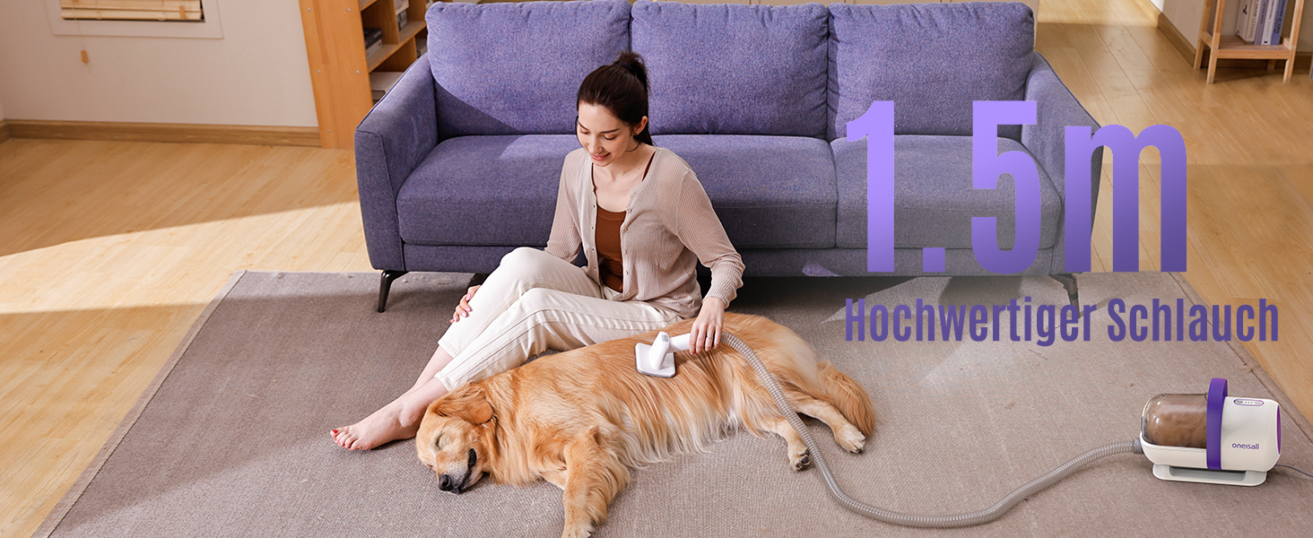 Пилголом для собак Oneisall з щіткою, потужність 12000Pa, видалення шерсті тварин, 4 насадки, об'єм 1.5л, фіолетовий