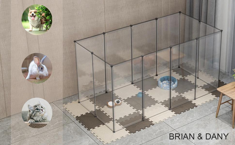 Вольєр для дрібних тварин Brian & Dany, простір для ігор для кроликів, морських свинок, цуценят - 12 панелей, 203 x 101 x 71 см (з воротами)