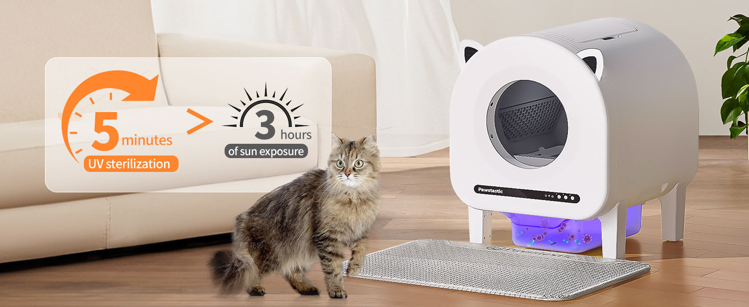 Автоматичний лоток для котів 68л з самоочищенням, з APP-керуванням, захистом та нейтралізатором запаху, з килимком та 2 рулонами сміттєвих пакетів, для кількох котів