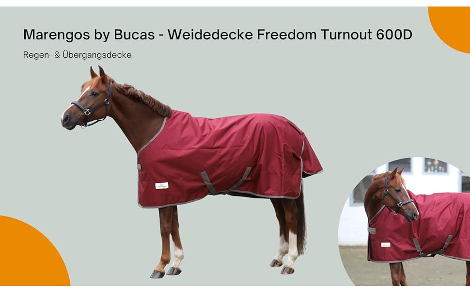 Водонепроникна попона для лошадей Marengos by Bucas Freedom Turnout 600D, демісезонна накидка з підкладкою та перехресними ременями, бордовий/темно-синій, 125 см (без наповнювача)