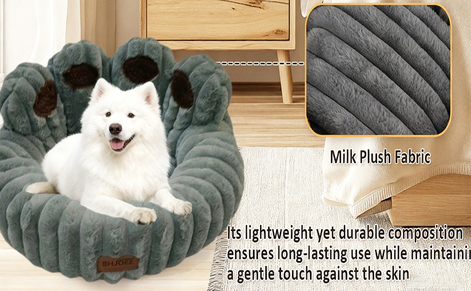 М'яке ліжко для домашніх тварин: ліжко для собак та котів у формі лап ведмедя, діаметр 60 см, сіре