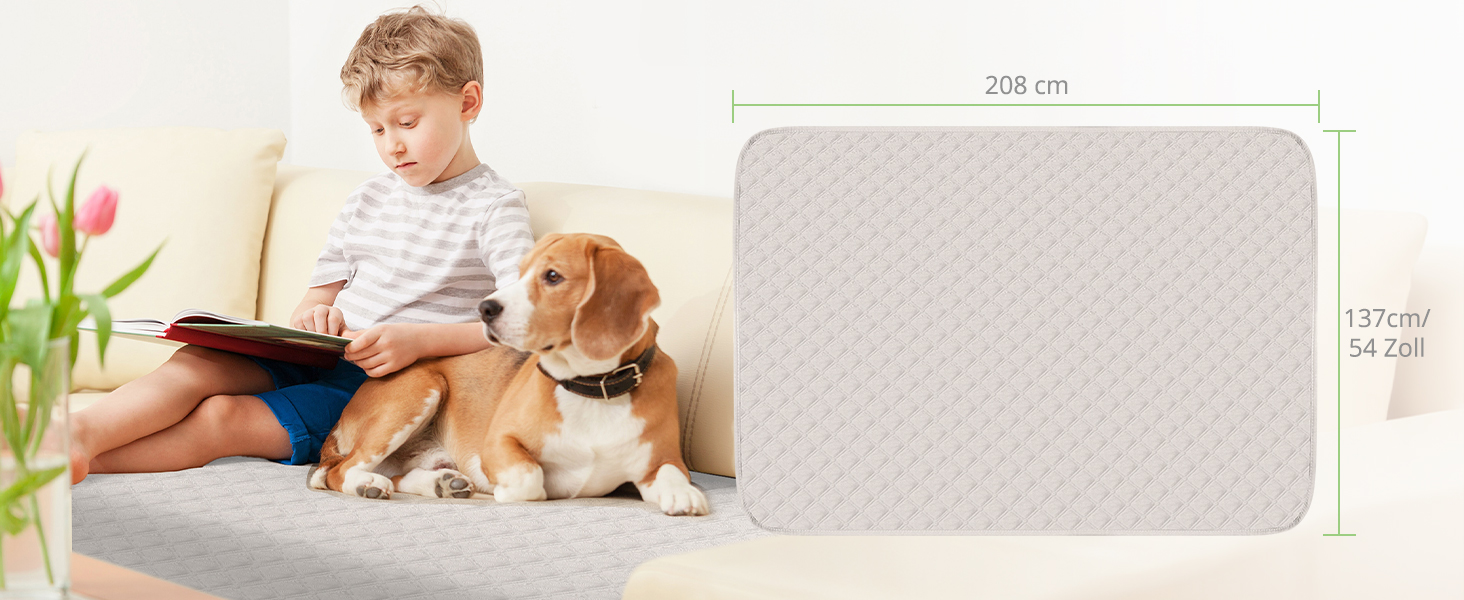 Водонепроникний коврик для собак, 137 x 208 см, килимок для домашніх тварин, ковдра для собак, неслизький, міцний, багаторазовий, можна прати в пральній машині, захист для дивану, ліжка, автокрісла, темно-сірий (Бежевий, M (137x208cm))