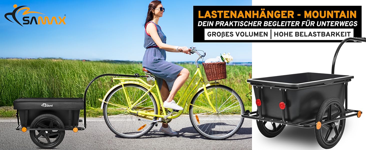 Причіп для велосипеда SAMAX Mountain 90л, 80кг з захисним тентом та з'єднувальною схемою