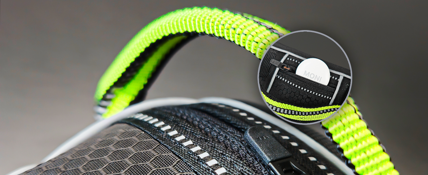 Шлейка для собак середніх порід Bluzelle з ручкою та кишенею для GPS-трекера, світловідбиваюча, дихаюча, зелена (L, чорний 3)