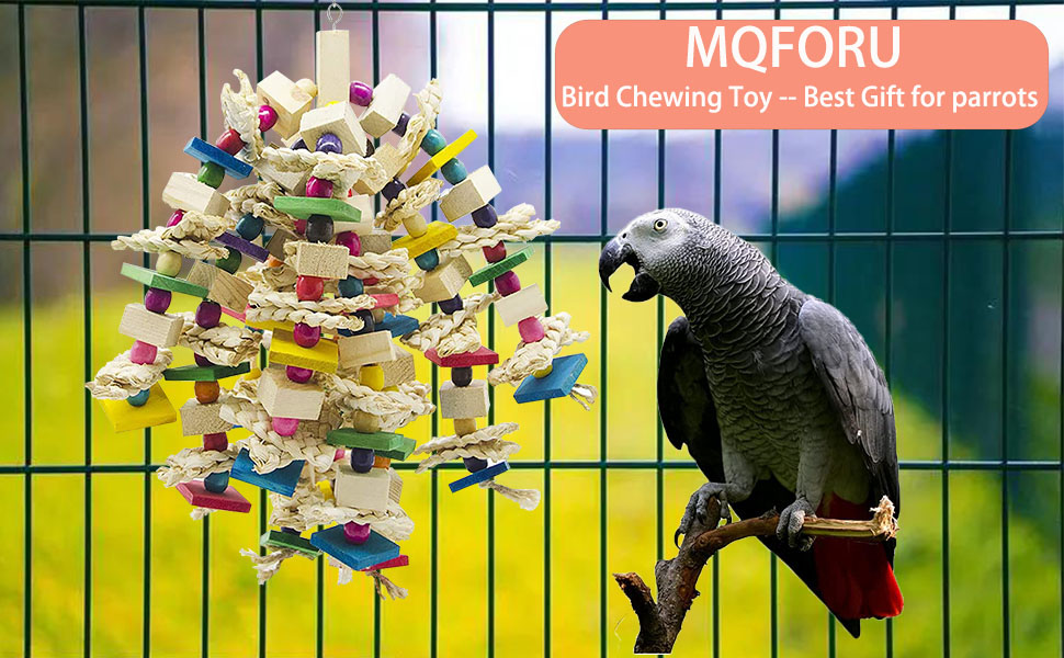 MQFORU іграшка для папуг із натурального дерева, іграшка для великих і середніх папуг, сірих жако, хвилястих папуг, амазонів, амадин