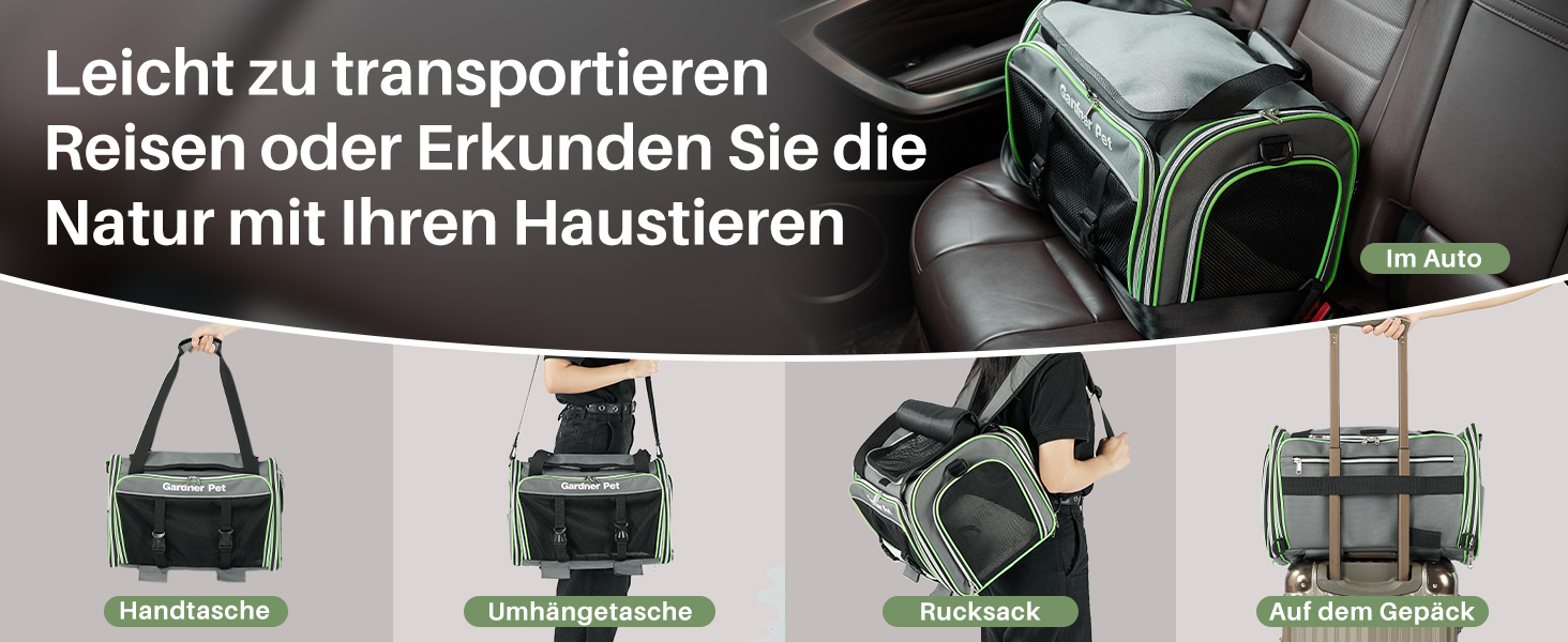 Транспортна переноска для котів та маленьких собак Gardner Pet, складана, з регульованим об'ємом, дихаюча, з плечовим ременем, BPA-free, M Basic