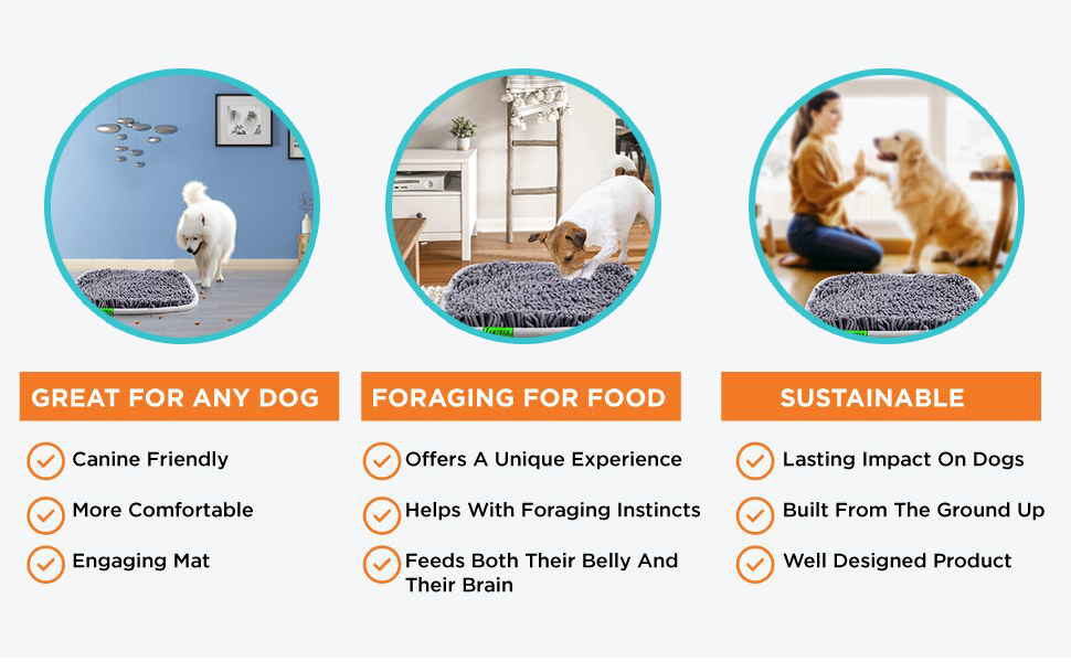 Килимок для собак, розвиваючий, для нюхання, миючий, нековзний, 43 x 53 см, сірий