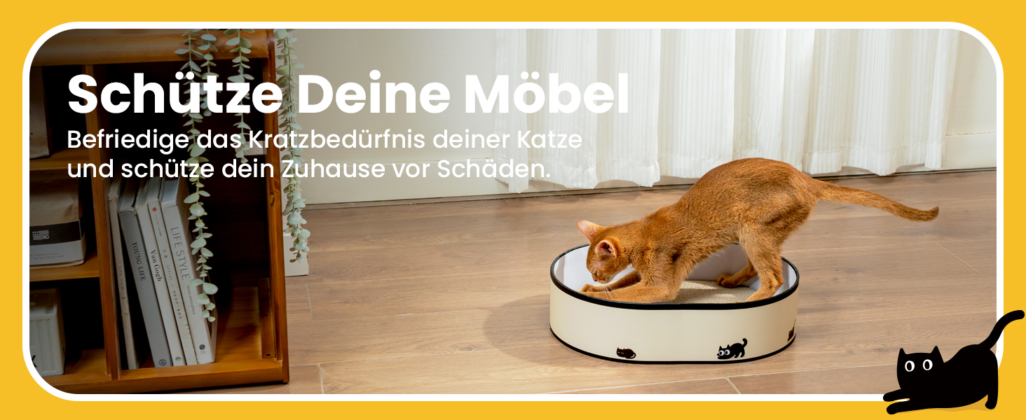 Кігтеточка для котів з будиночком та 4 змінними шарами - велика кігтеточка з міцного гофрокартону, двосторонні шари з наклейками DIY - лежанка для котів у квартирі, захист меблів, чорна, велика