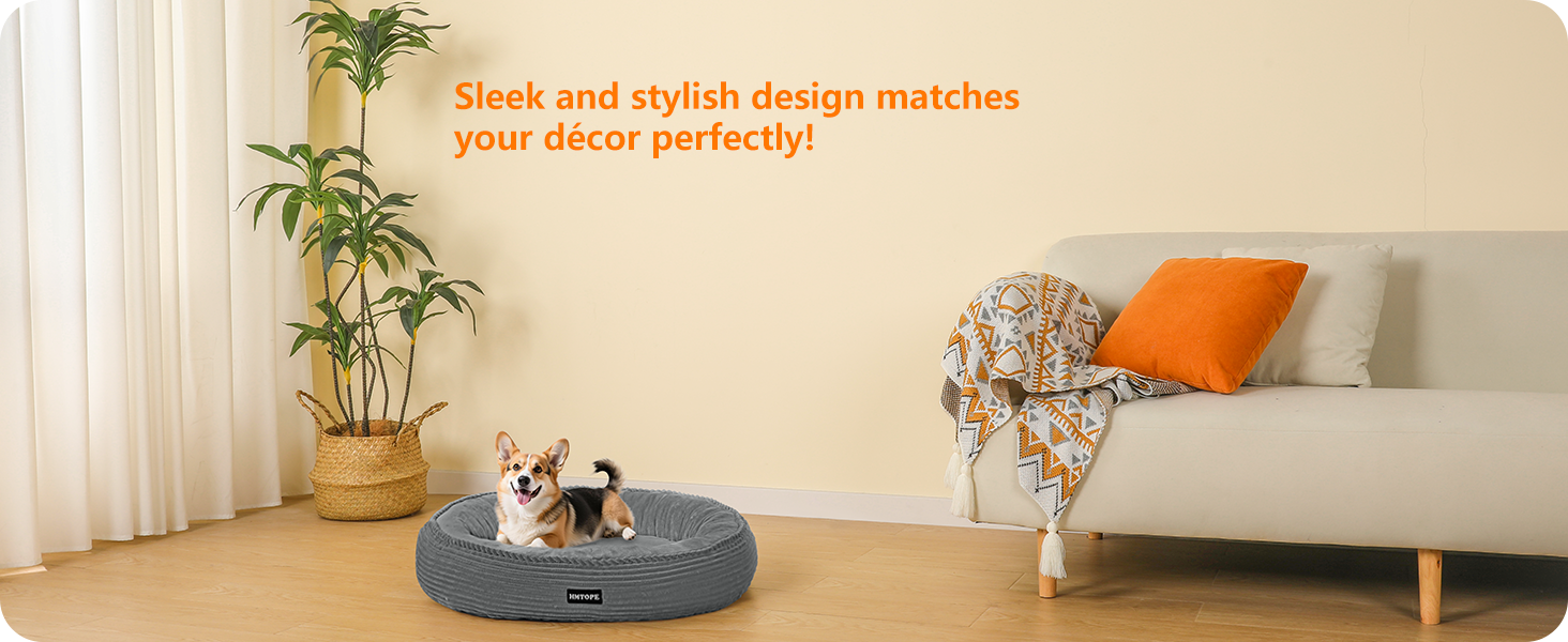 Кругле ліжко для собак середніх порід, котяче ліжко, зручне, знімний кошик, Ø 70 см, сірий колір, 70 x 70 x 20 см