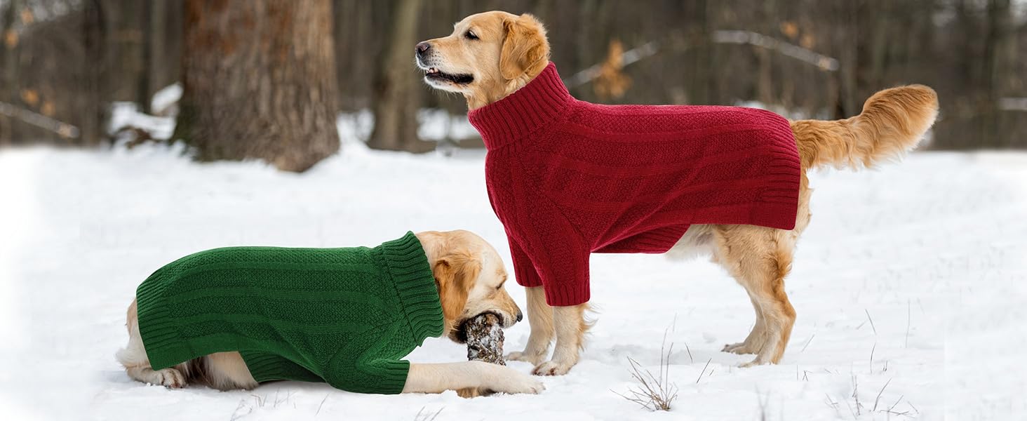 Теплий і м'який пуловер для собак Queenmore з в'язаним візерунком для Йоркширських терьєрів, пуделів та померанських спайнілів (червоний, S)