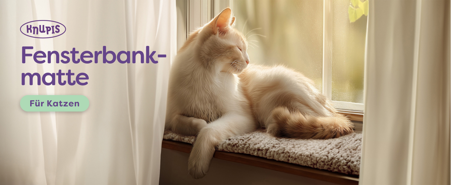 Лежанка для котів на підвіконня Knupis - самонагрівальний килимок 90x28 см, м'яка та затишна, знімний чохол (колір: коричневий)