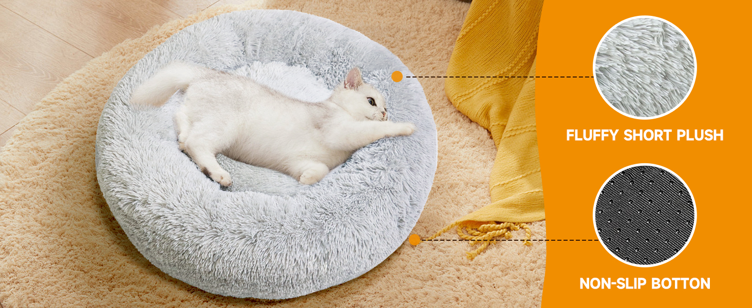 Кругле ліжко для собак та котів середнього та великого розміру, 70x70 см, сіре, MDDK