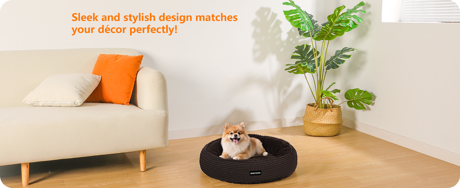 Кругле ліжко для собак середніх порід, котів. М'яке, зручне, знімний чохол, Ø 70 см (60x60x18 см), коричневе