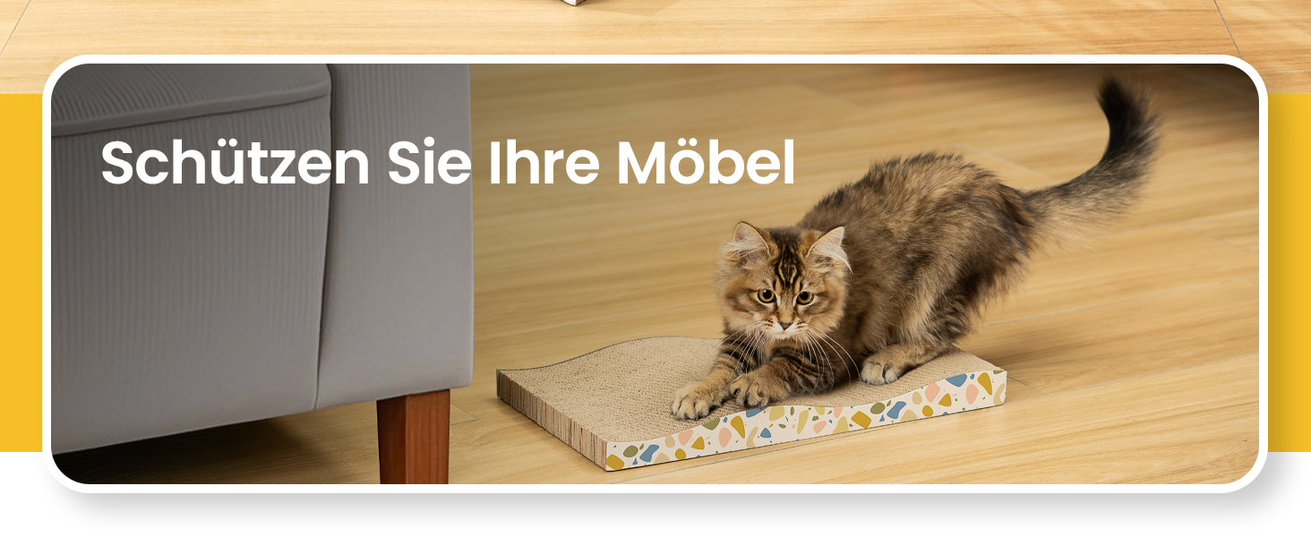 Котячий когтетоп з коробкою та 4 змінними шарами когтеточки - великі меблі для котів з міцного гофрокартону, двосторонні когтеточки з наклейками DIY - лежанка для котів у квартирі, захист меблів, великий розмір