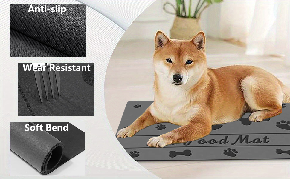 Килимок для годівлі котів та собак: супер вбираючий, неслизький, 30x50 см (Сірий)