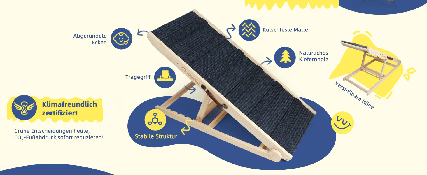Рампа для собак та котів Hunderampe - складана, регульована, до 90 кг, 30-60 см