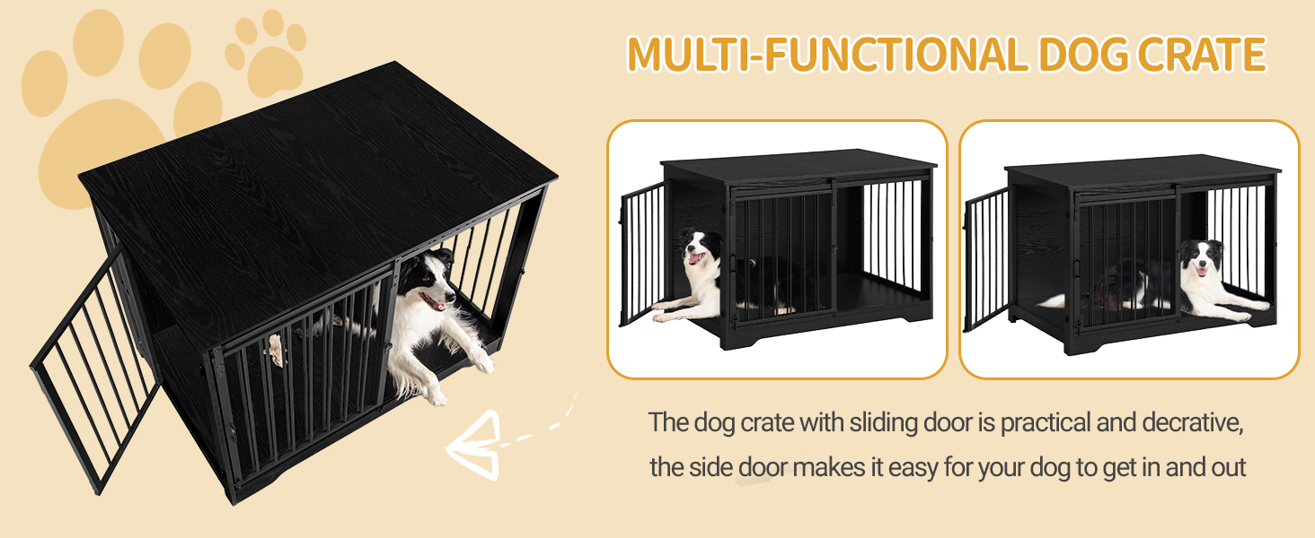 Клітка для собак Hzuaneri, 100 см, з розсувними дверима, для дому, чорна, DFC02304B