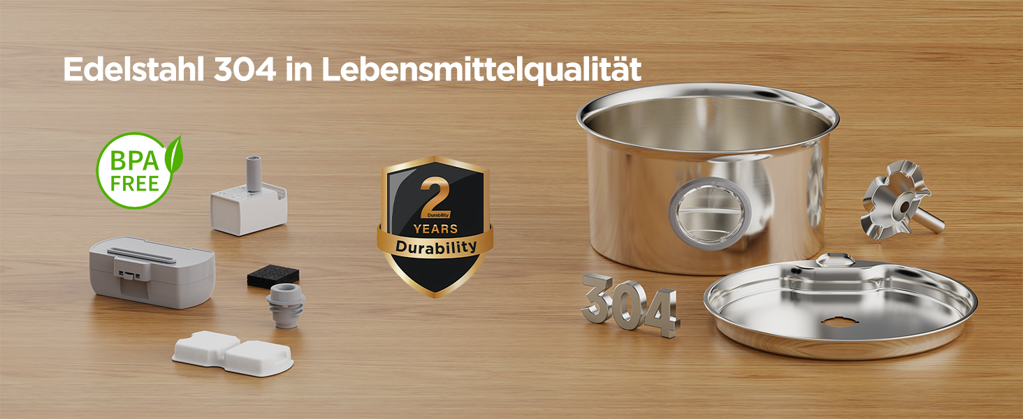 Турнік для котів з нержавіючої сталі Katzenbrunnen: фонтанчик для води, 2.6л, дисплей рівня води, дизайн водоспаду, підходить для собак та котів