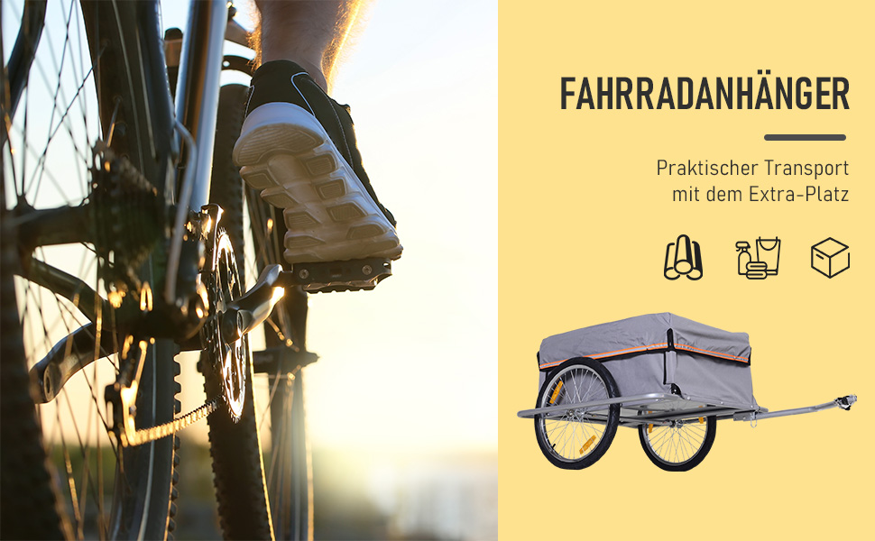 Причіп для велосипеда HOMCOM - вантажний причіп для дітей (сірий)