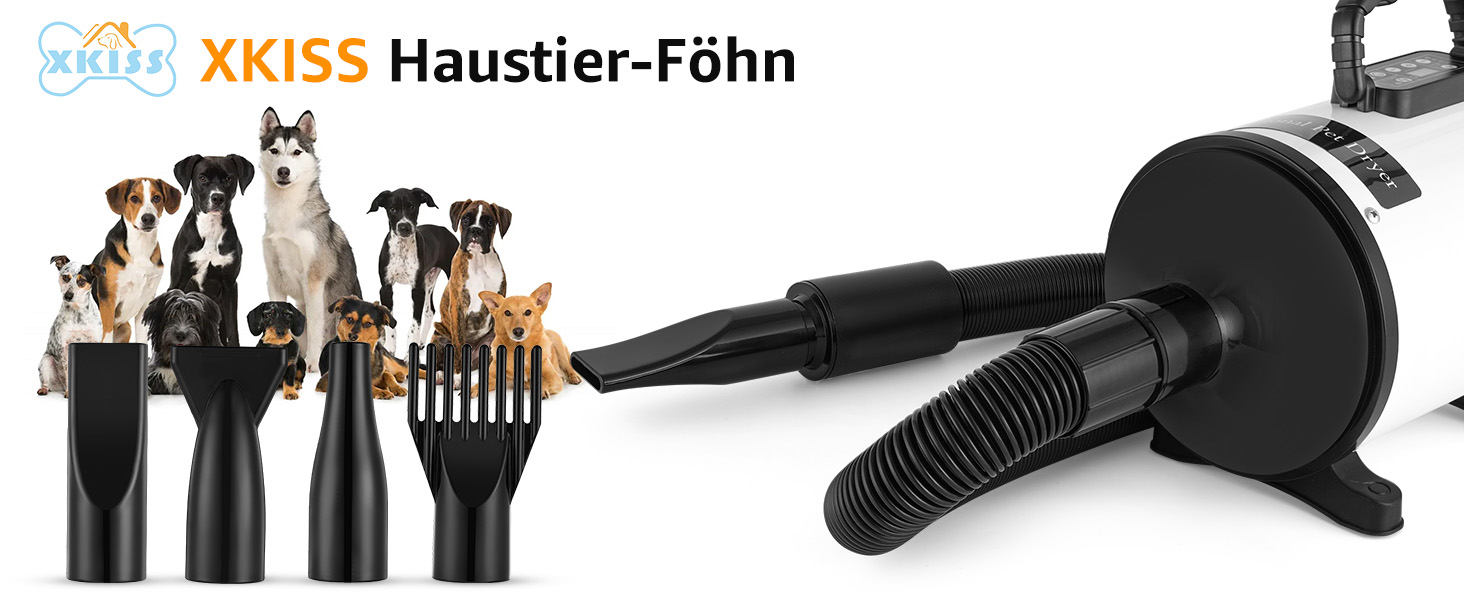 XKISS Професійний набір для грумінгу собак 2800W: машинка для стрижки, фен та пилосос для шерсті