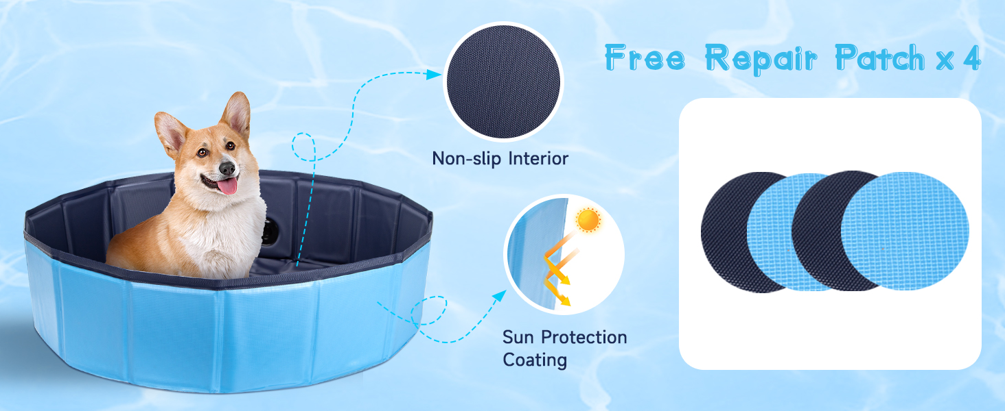 Басейн для собак Nobleza - басейн-плавальний басейн для великих і малих собак, котів, 80*20 см та 120*30 см, блакитний та жовтий