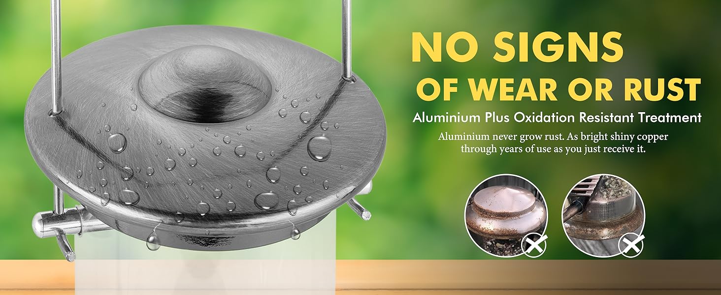 Годівниця для птахів iBorn з 6 місцями для підльоту, 20 см тарілка, з алюмінію, 38 см (чорна)