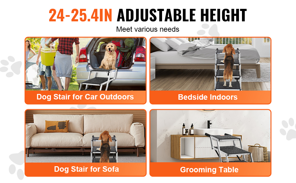 Сходинка для собак VEVOR у автомобіль: 4 сходинки, широка, складна, з антиковзким покриттям, легка алюмінієва трепічка для авто, SUV та вантажівок